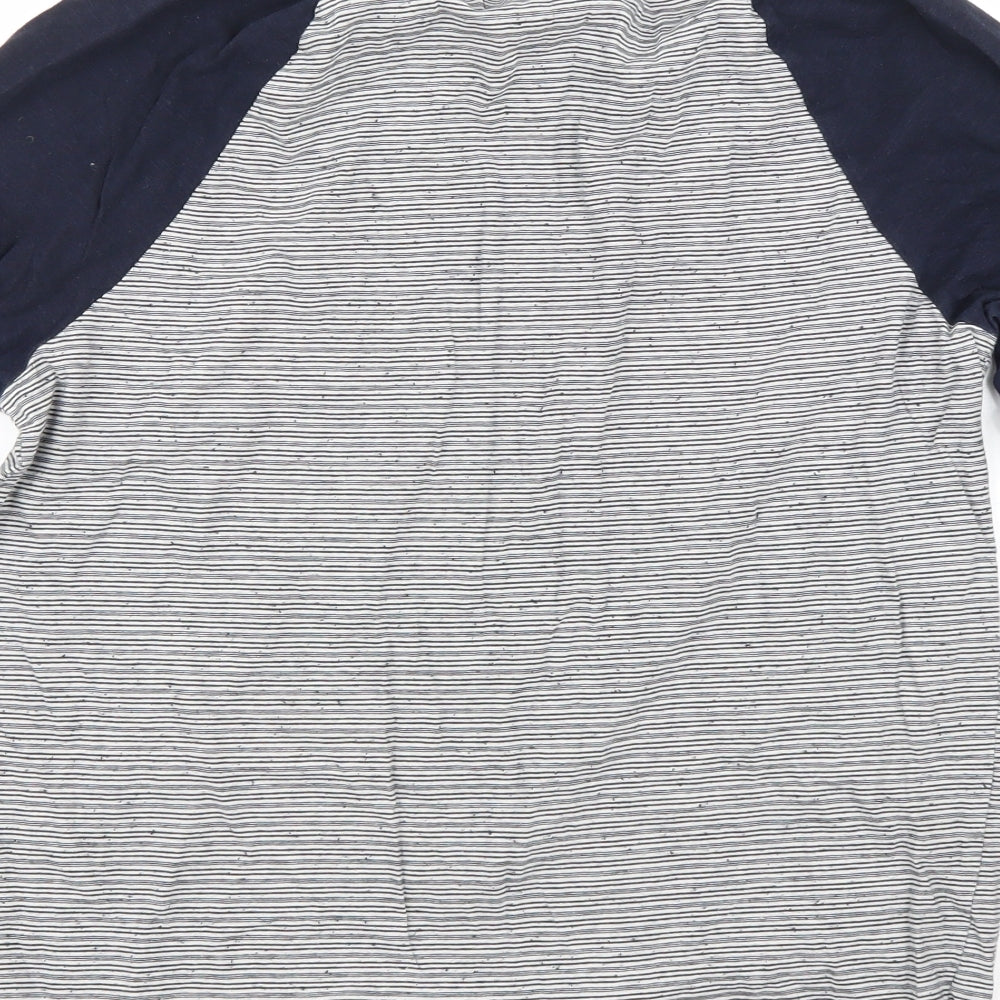 Burton Menswear Mens Blue Striped Cotton T-Shirt Size M Round Neck