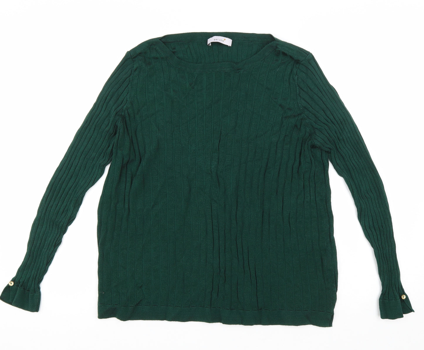 Marks and Spencer Womens Green Round Neck Viscose Pullover Jumper Size 18