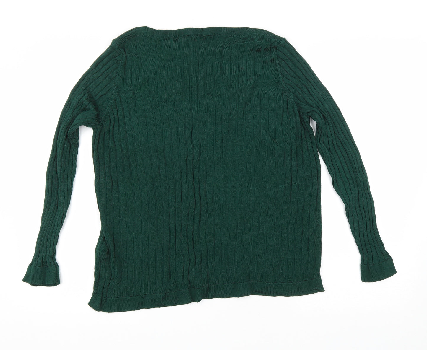Marks and Spencer Womens Green Round Neck Viscose Pullover Jumper Size 18
