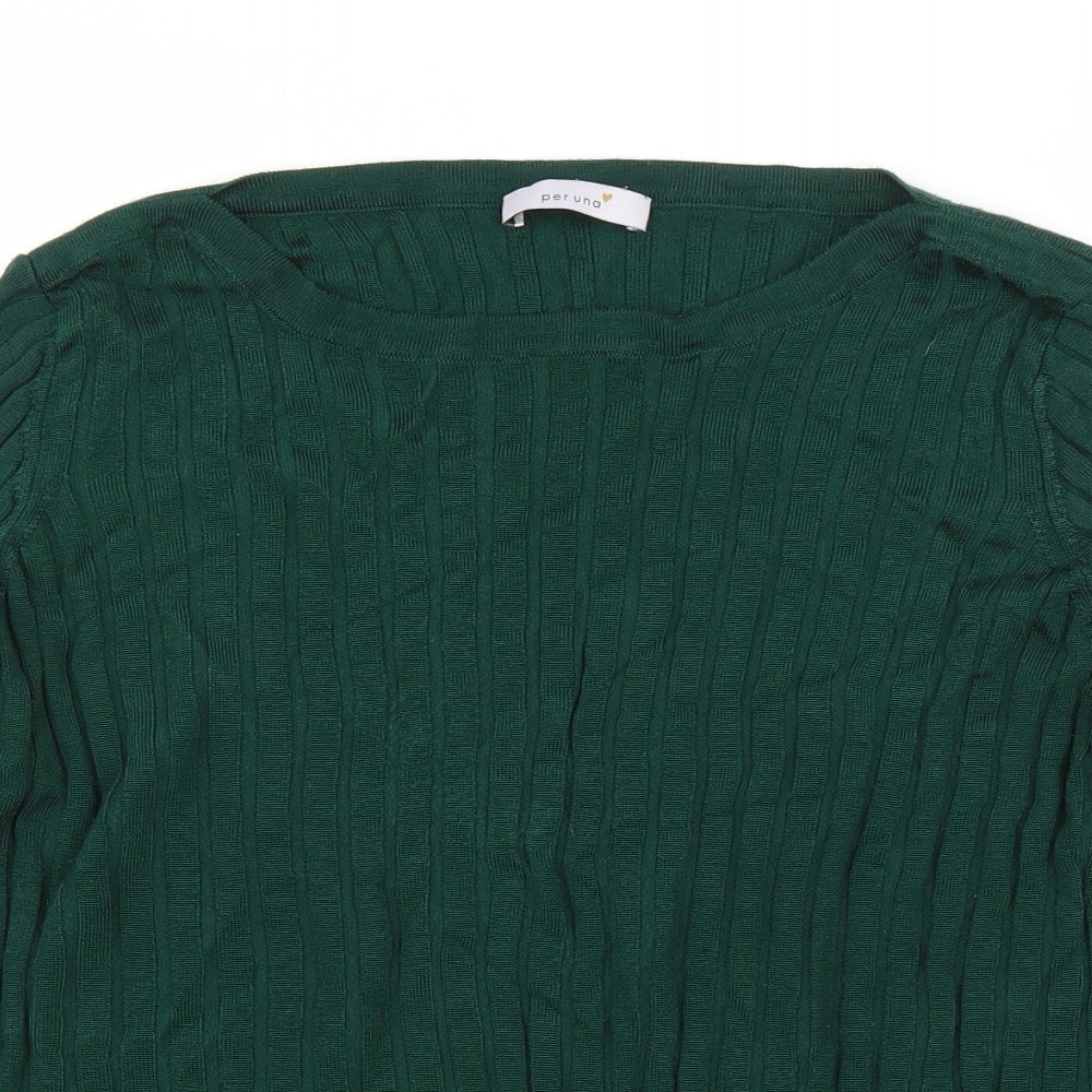 Marks and Spencer Womens Green Round Neck Viscose Pullover Jumper Size 18