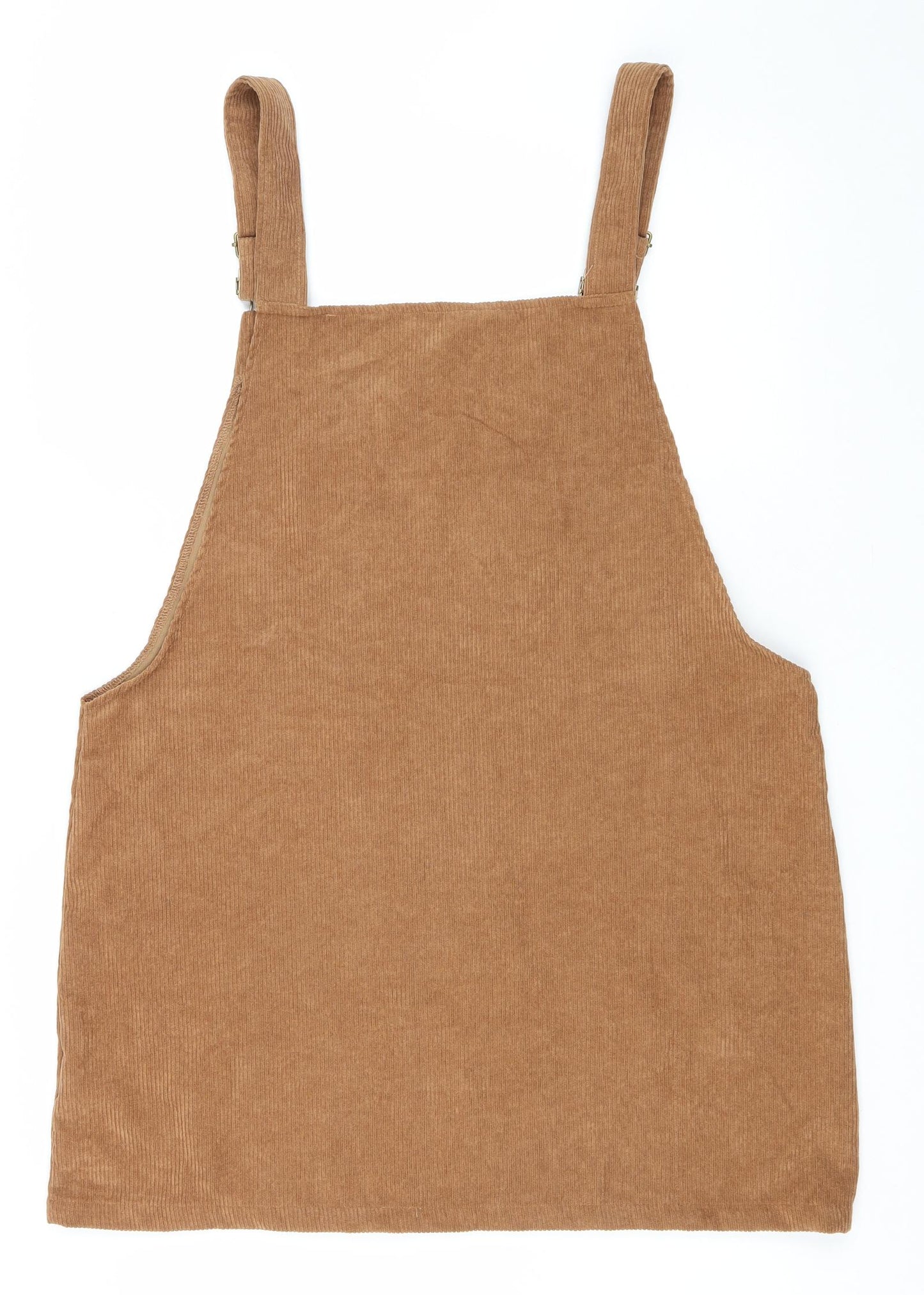 SheIn Womens Brown Polyester Pinafore/Dungaree Dress Size XL Square Neck Buckle