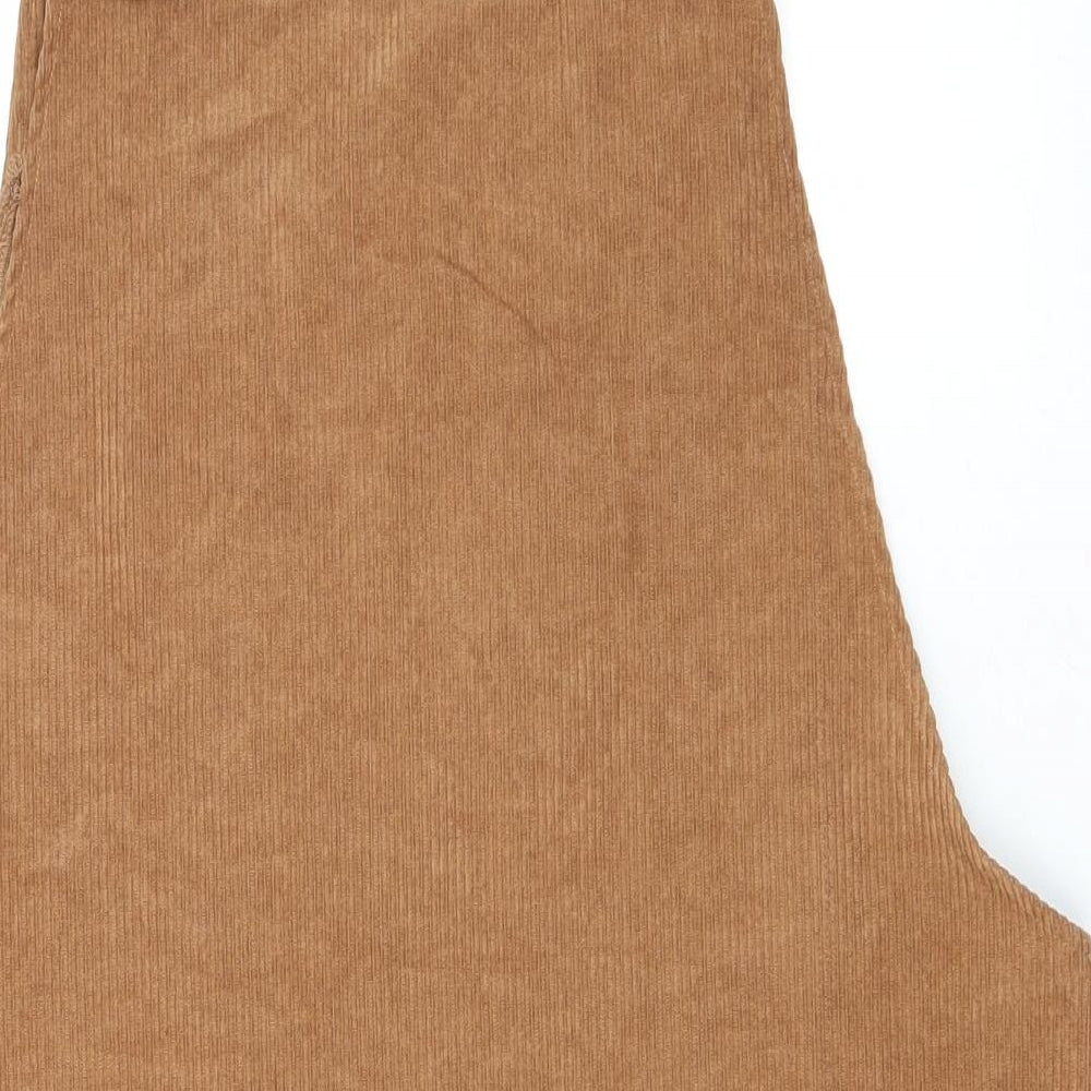 SheIn Womens Brown Polyester Pinafore/Dungaree Dress Size XL Square Neck Buckle