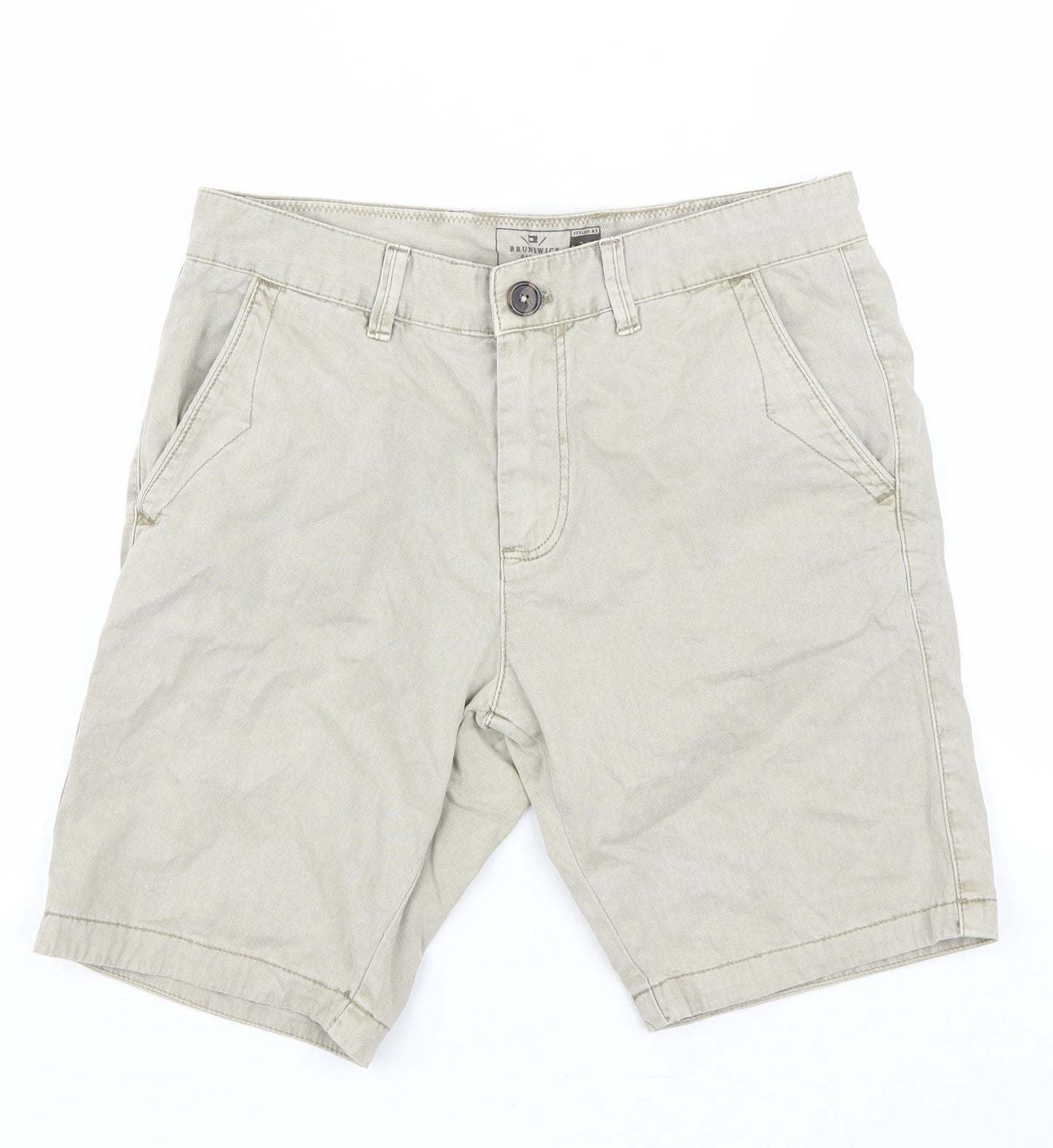 Brunswick Mens Beige Cotton Biker Shorts Size 31 in L9 in Regular Zip