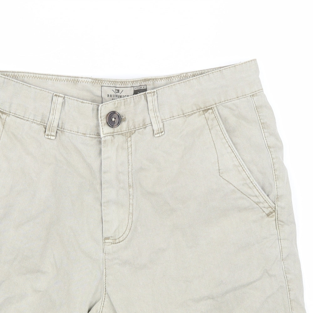 Brunswick Mens Beige Cotton Biker Shorts Size 31 in L9 in Regular Zip