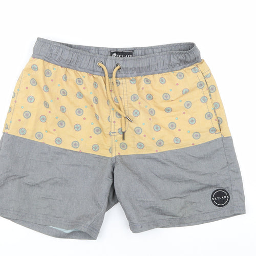 Skylark Mens Multicoloured Polka Dot Cotton Sweat Shorts Size 30 Athletic Drawstring
