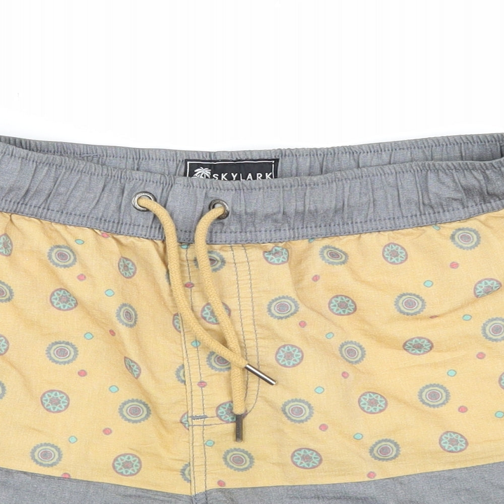 Skylark Mens Multicoloured Polka Dot Cotton Sweat Shorts Size 30 Athletic Drawstring