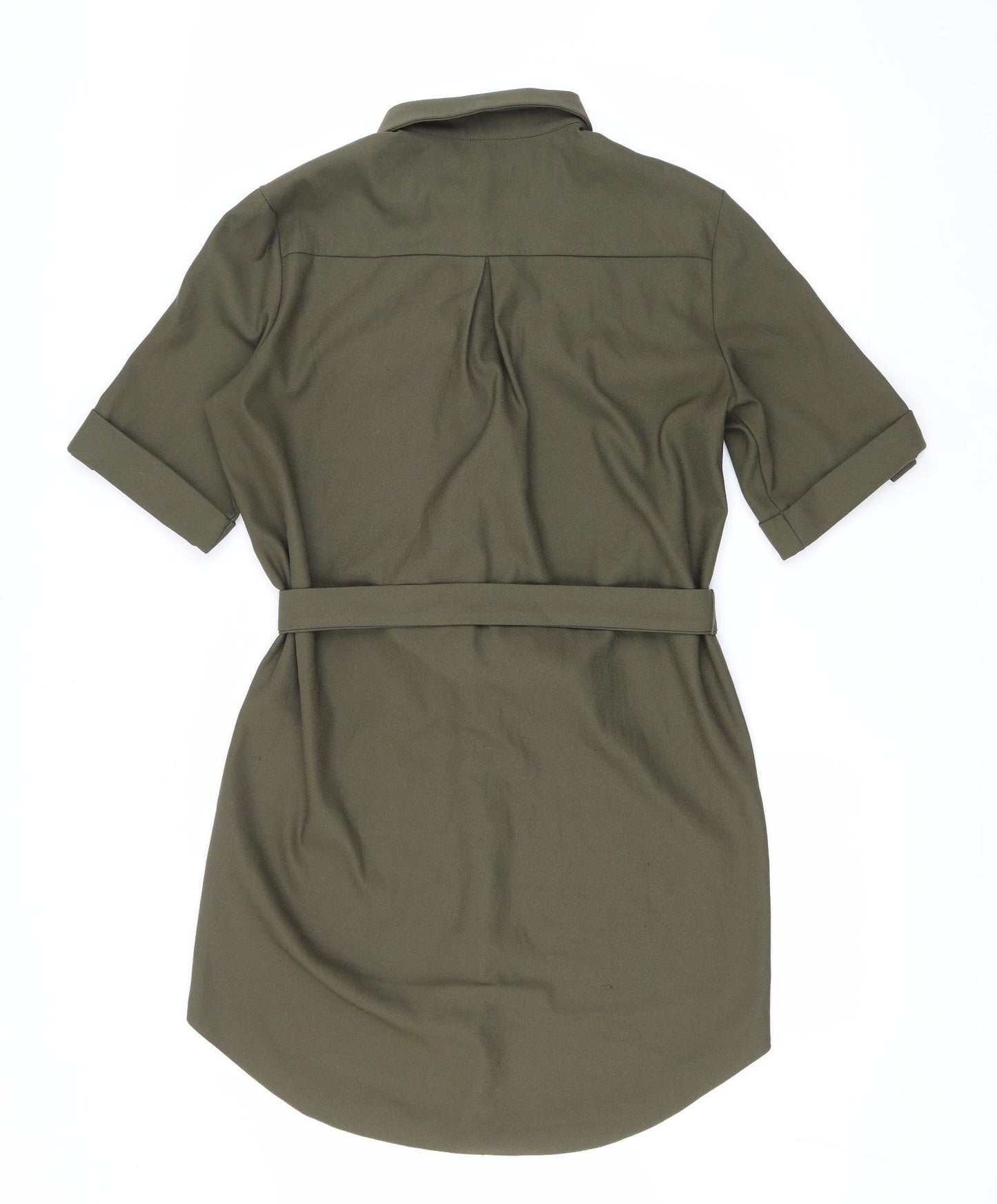 Cameo Rose Womens Green Polyester Shirt Dress Size 12 Collared Button