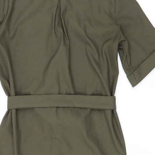 Cameo Rose Womens Green Polyester Shirt Dress Size 12 Collared Button