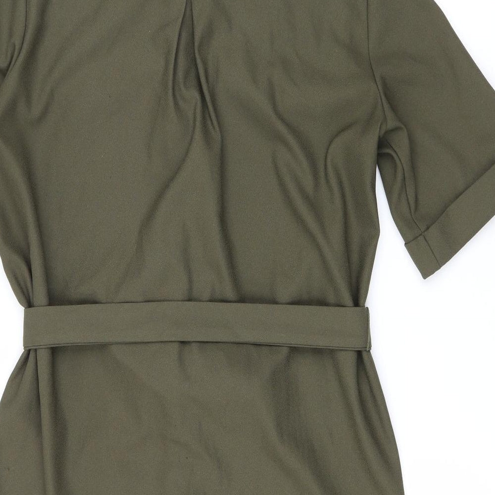Cameo Rose Womens Green Polyester Shirt Dress Size 12 Collared Button
