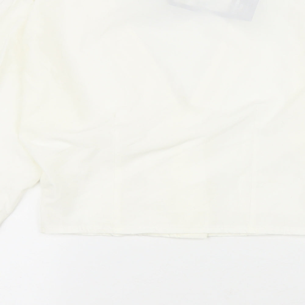 I SAW IT FIRST Womens White Polyester Cropped Button-Up Size 6 V-Neck