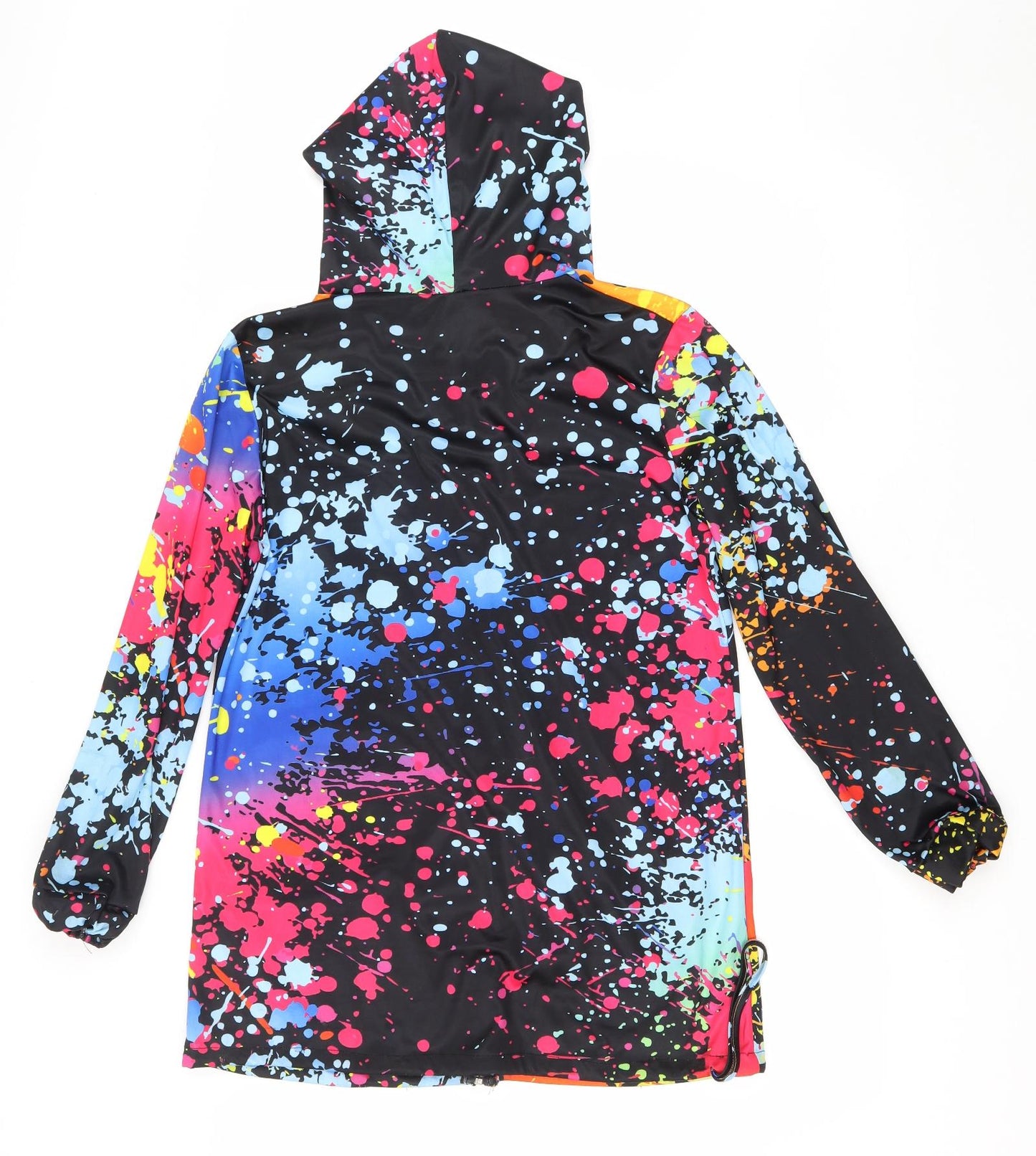 Preworn Womens Multicoloured Polyester Full Zip Hoodie Size L Zip - Paint Splat