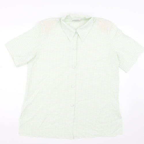 Gypsy Rose Womens Green Polyester Basic Button-Up Size L Collared - Gingham pattern