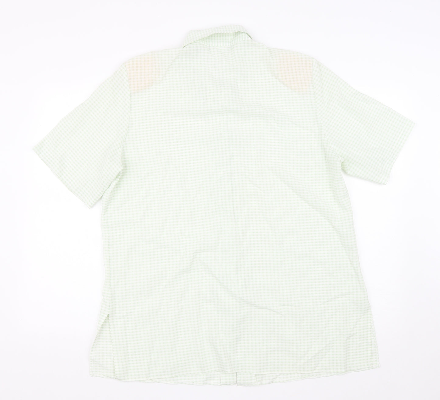 Gypsy Rose Womens Green Polyester Basic Button-Up Size L Collared - Gingham pattern
