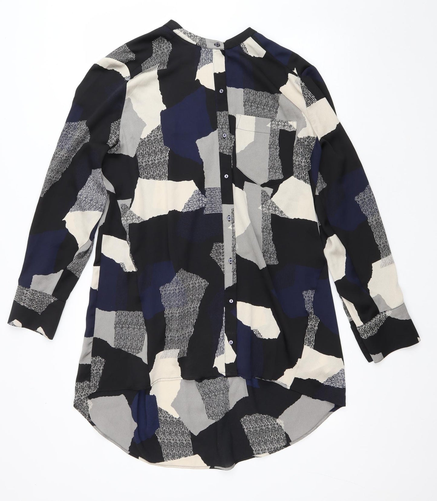 NEXT Womens Multicoloured Patchwork Polyester Shirt Dress Size 18 Round Neck Button