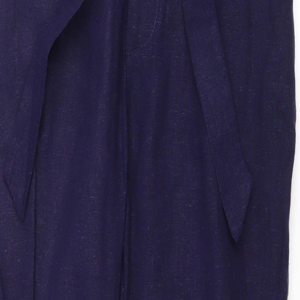 JustFab Womens Black Linen Carrot Trousers Size XS L27 in Regular Zip