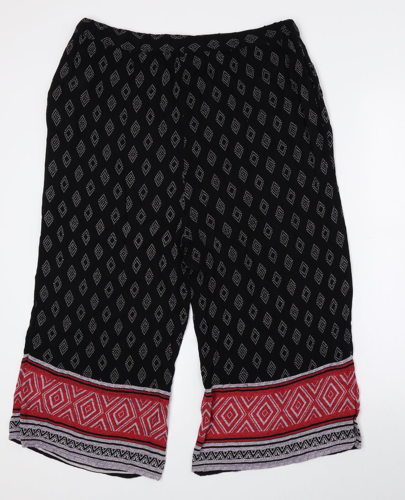 Peacocks Womens Multicoloured Geometric 100% Viscose Culotte Shorts Size 14 L16.5 in Regular - Hippy