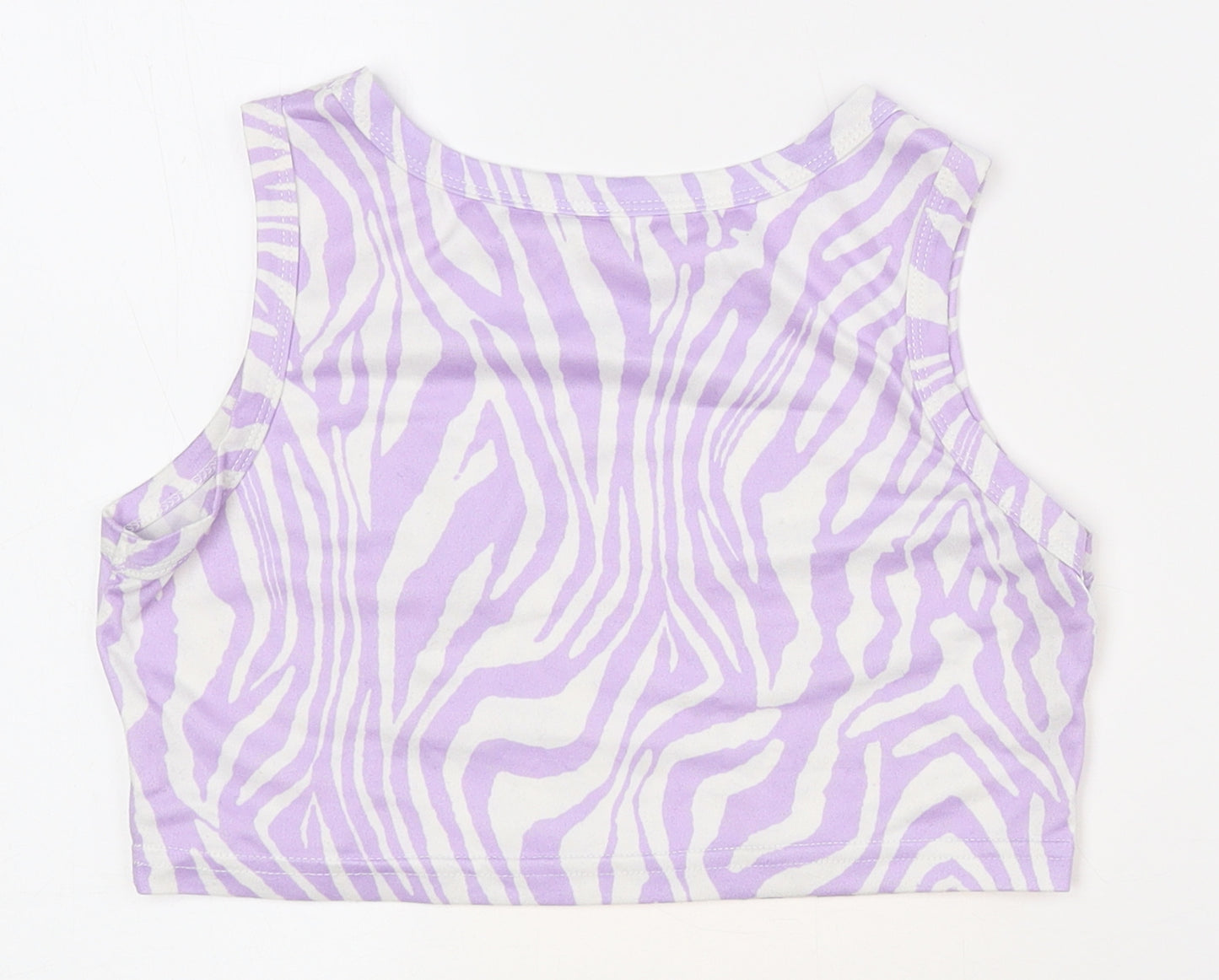SheIn Girls Purple Animal Print Polyester Cropped Tank Size 11-12 Years Crew Neck - Tiger Print