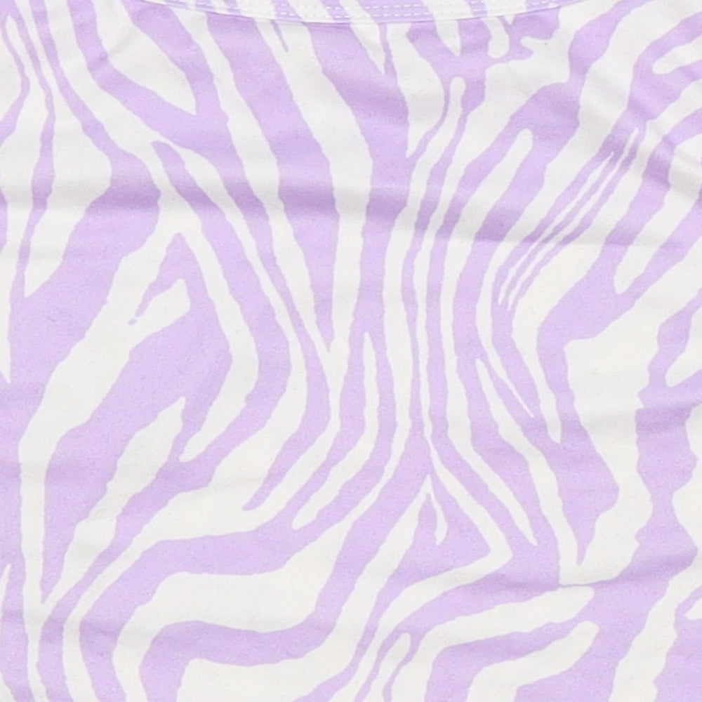 SheIn Girls Purple Animal Print Polyester Cropped Tank Size 11-12 Years Crew Neck - Tiger Print