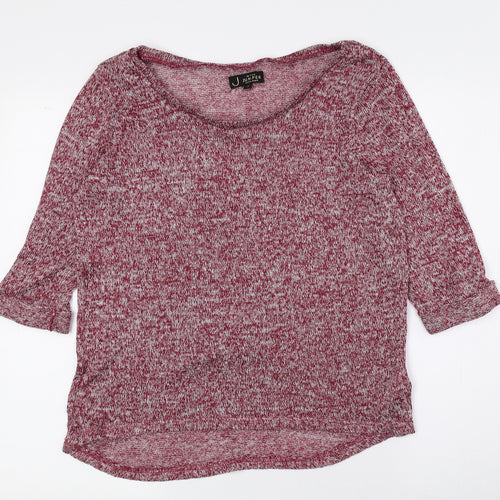 New Look Womens Red Boat Neck Geometric Polyester Pullover Jumper Size 14