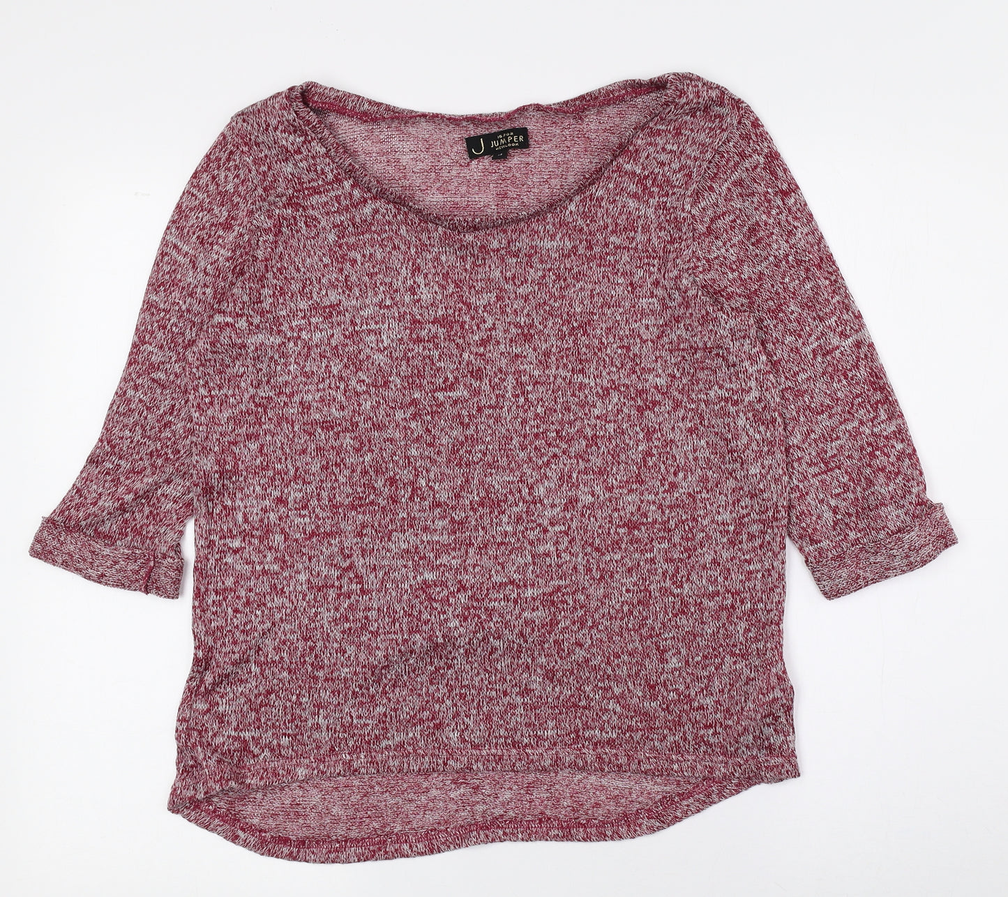 New Look Womens Red Boat Neck Geometric Polyester Pullover Jumper Size 14