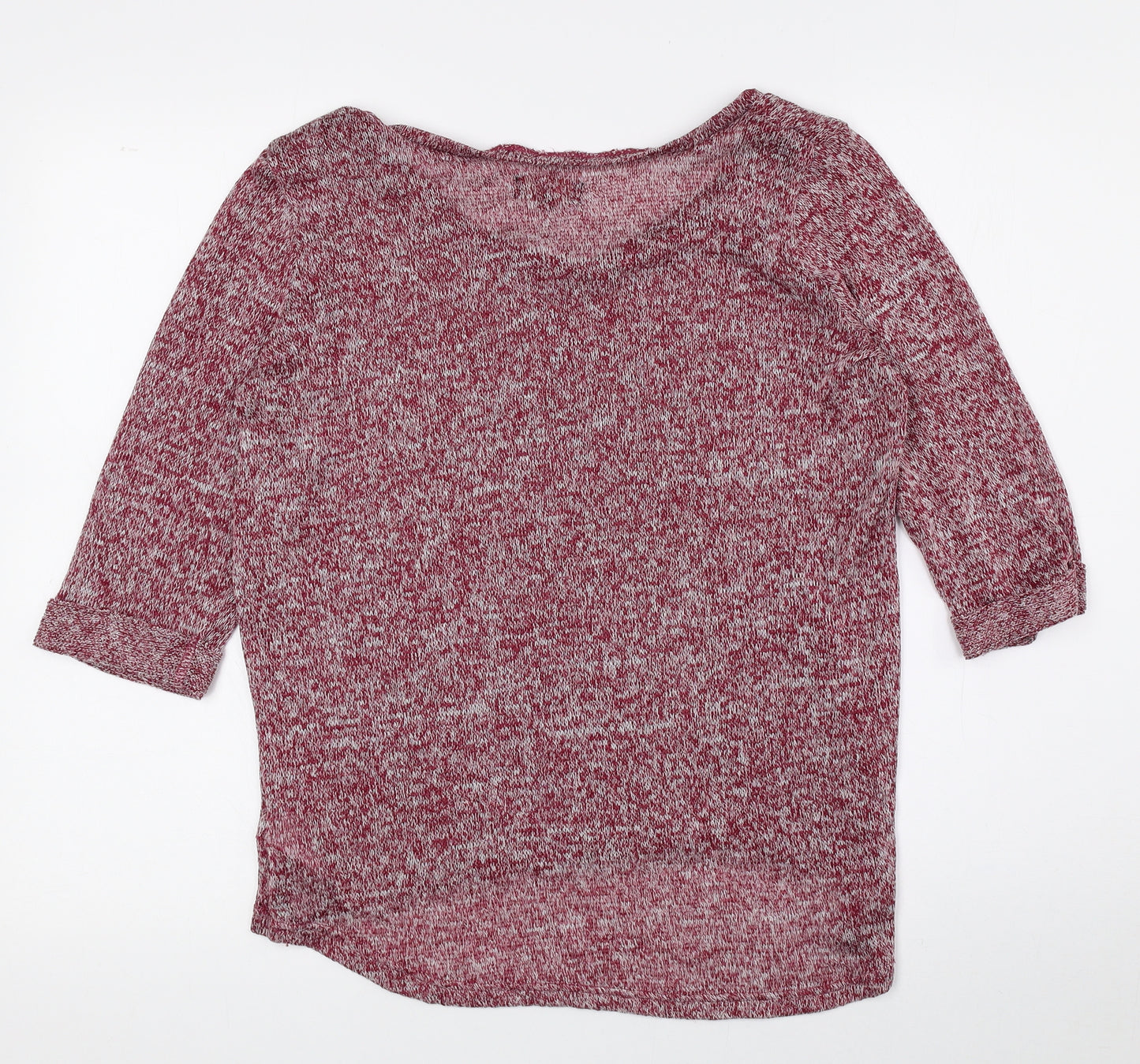New Look Womens Red Boat Neck Geometric Polyester Pullover Jumper Size 14