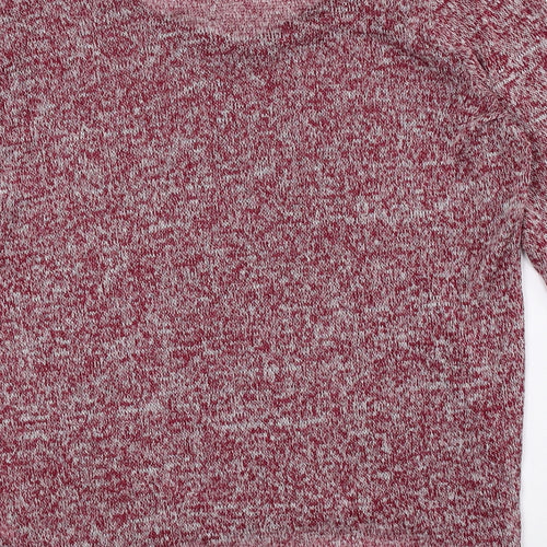 New Look Womens Red Boat Neck Geometric Polyester Pullover Jumper Size 14