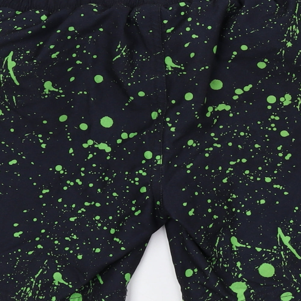 Primark Boys Black Geometric Polyester Biker Shorts Size 9-10 Years Regular Drawstring - Minecraft Swim Shorts