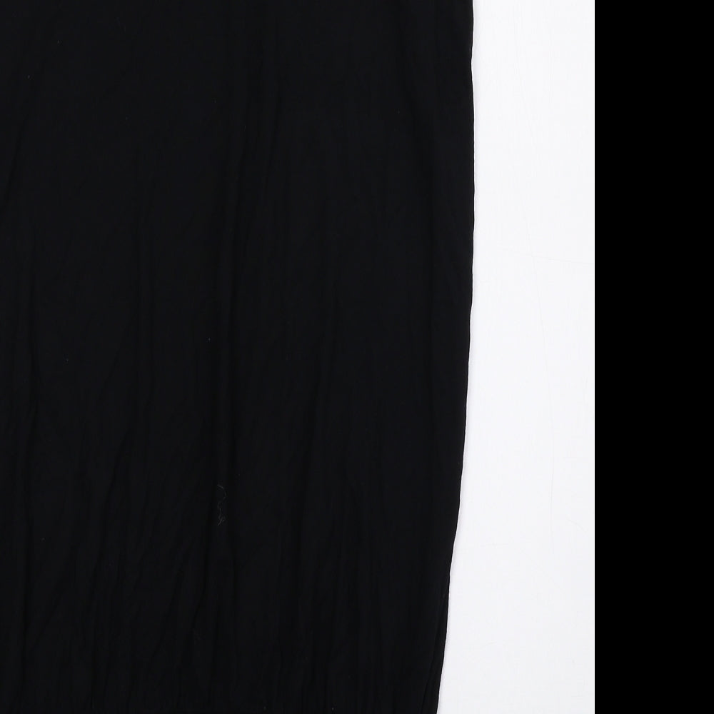New Look Womens Black Basic T-Shirt Size 14 V-Neck - Elasticated