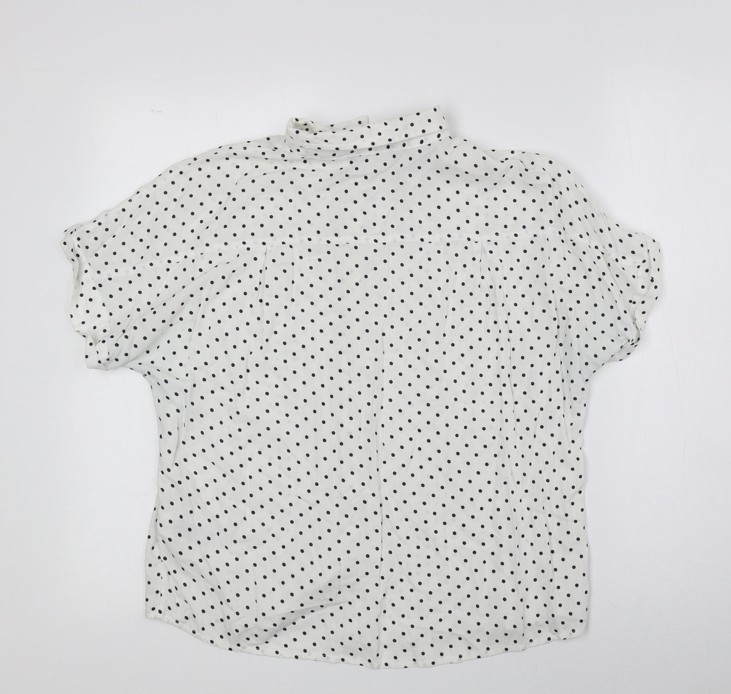 Marks and Spencer Womens Black Polka Dot Viscose Basic Blouse Size 12 Collared