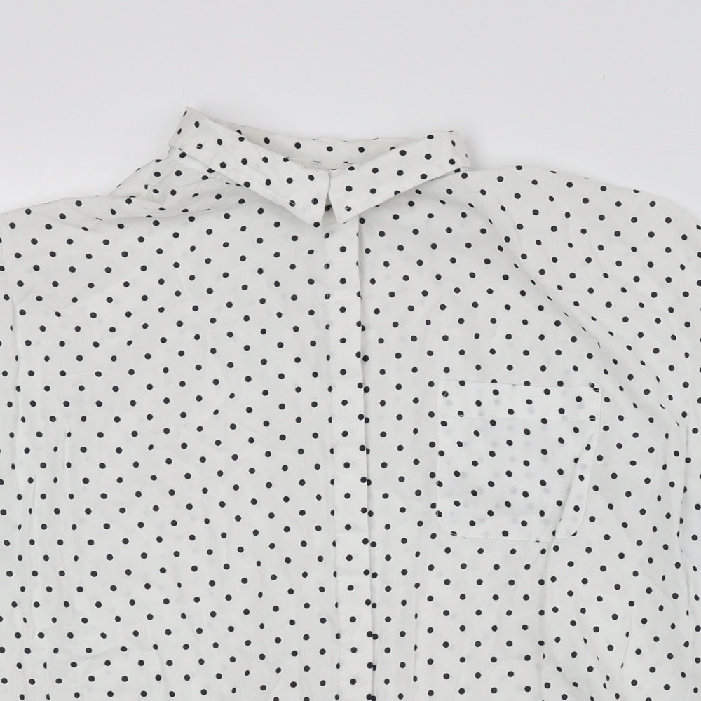 Marks and Spencer Womens Black Polka Dot Viscose Basic Blouse Size 12 Collared