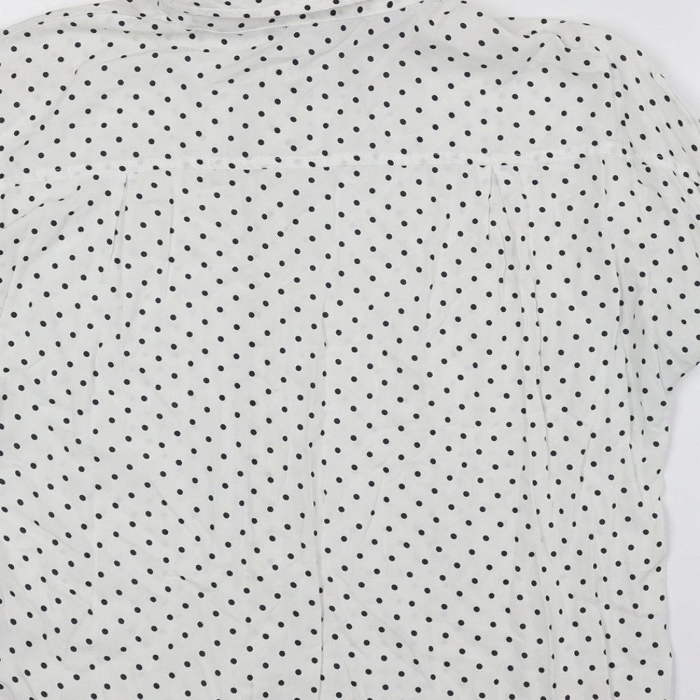 Marks and Spencer Womens Black Polka Dot Viscose Basic Blouse Size 12 Collared