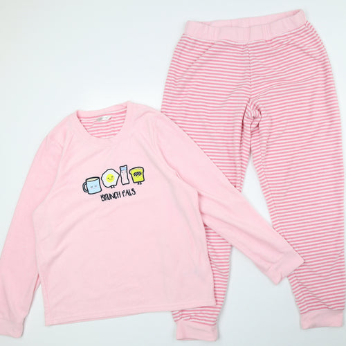 Saint Bernard Womens Pink Geometric Polyester Top Pyjama Set Size M - Breakfast