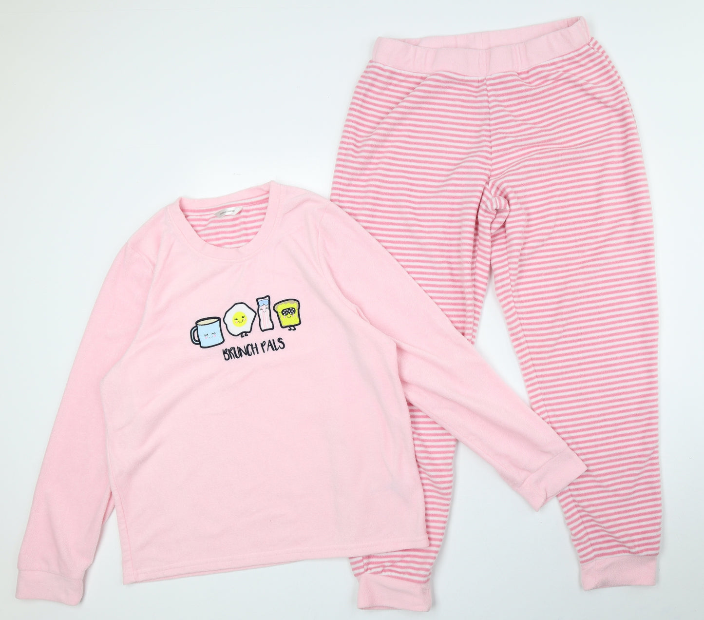 Saint Bernard Womens Pink Geometric Polyester Top Pyjama Set Size M - Breakfast