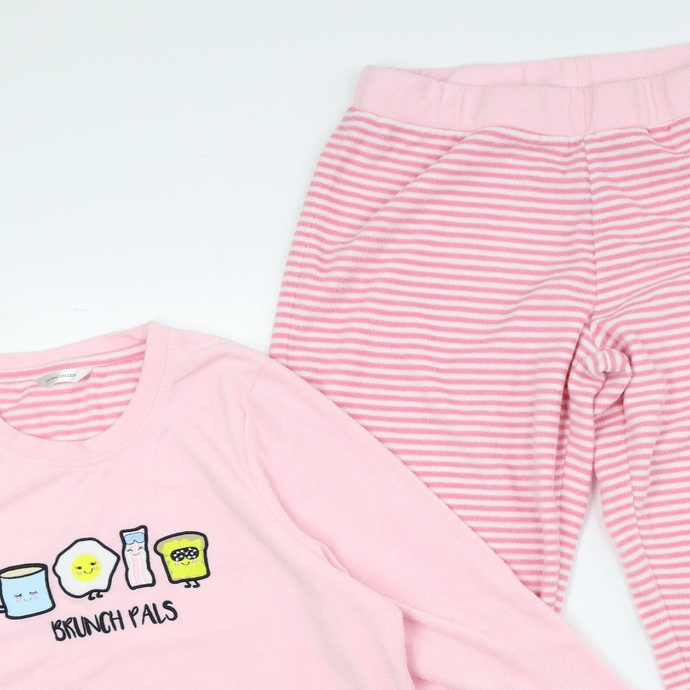 Saint Bernard Womens Pink Geometric Polyester Top Pyjama Set Size M - Breakfast