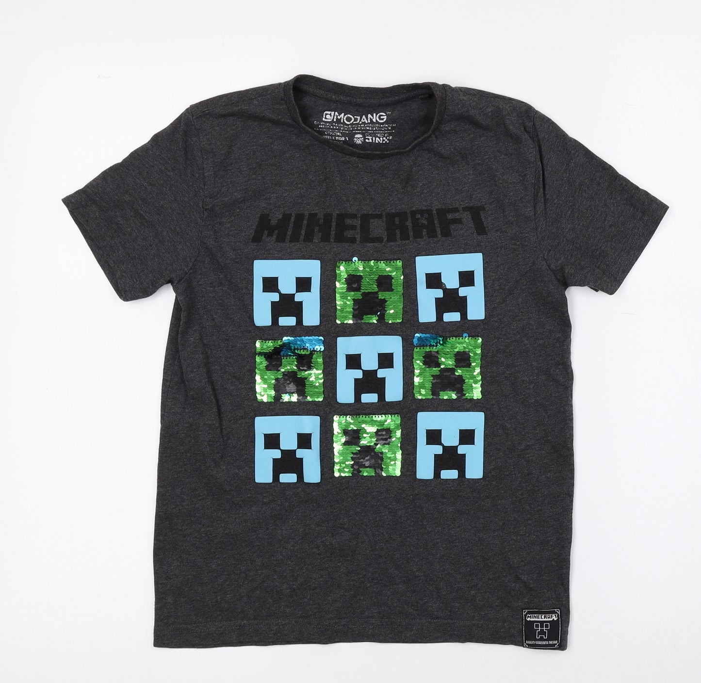 NEXT Girls Multicoloured Cotton Basic T-Shirt Size 9 Years Crew Neck - Minecraft