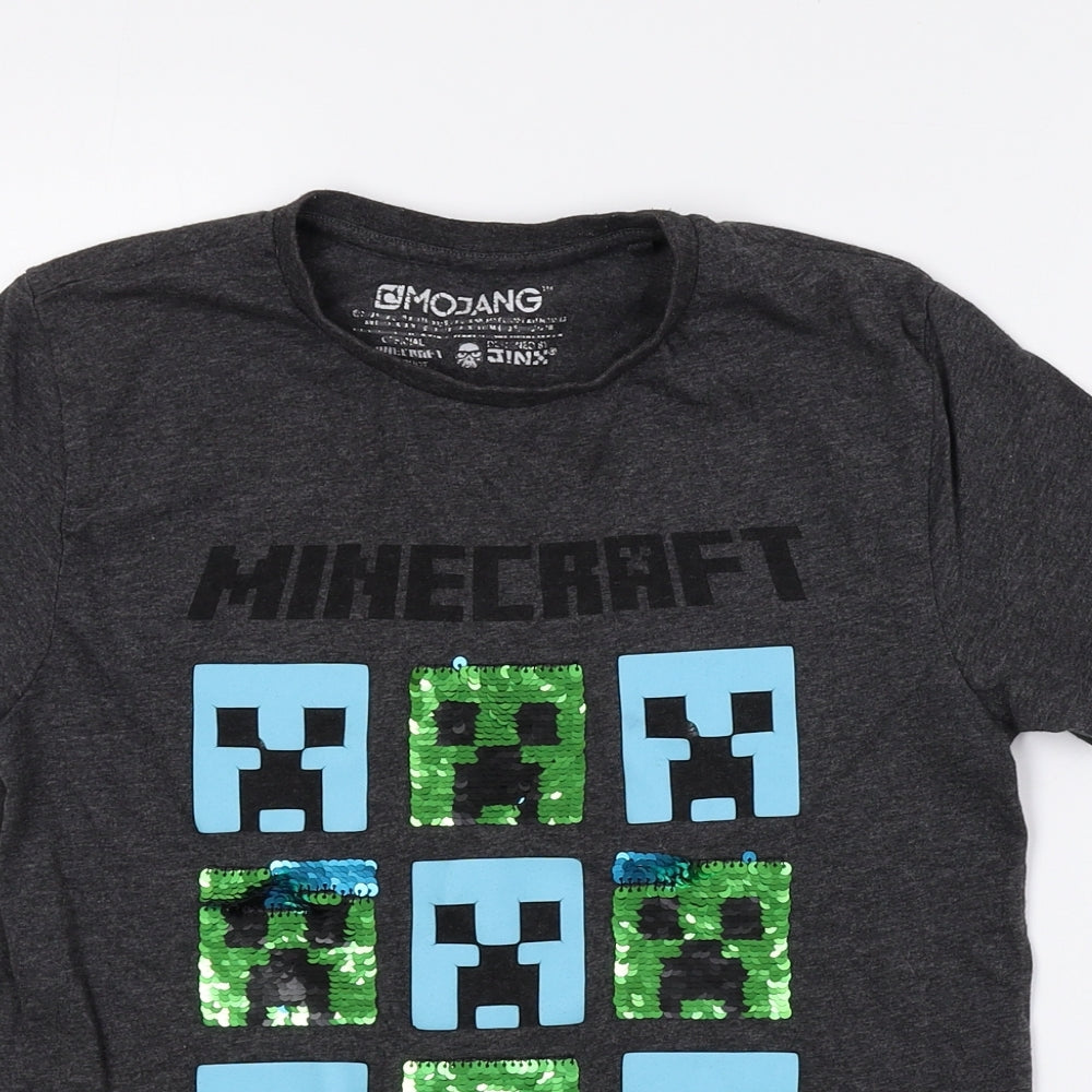 NEXT Girls Multicoloured Cotton Basic T-Shirt Size 9 Years Crew Neck - Minecraft