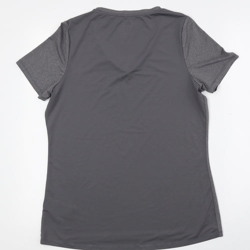 Everlast Womens Grey Polyester Basic T-Shirt Size 14 V-Neck Pullover