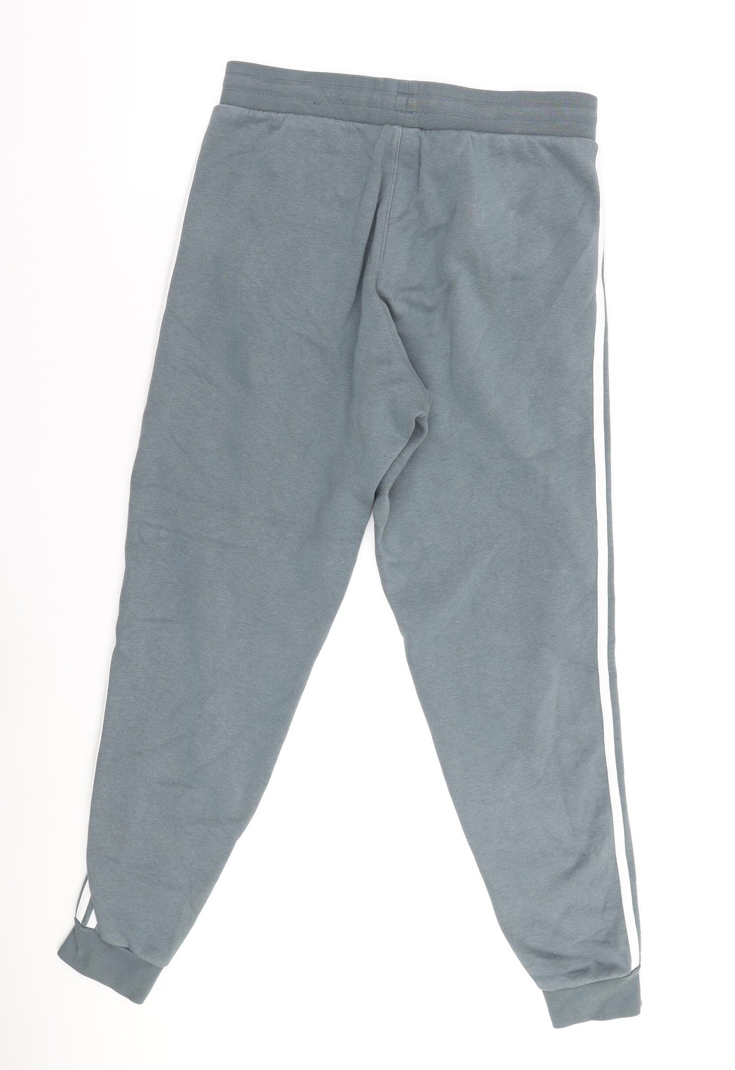 adidas Boys Blue Cotton Jogger Trousers Size M L30 in Regular Drawstring