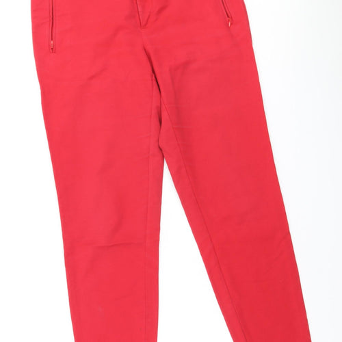 Part Two Womens Red Polyester Chino Trousers Size 10 L28 in Regular Zip