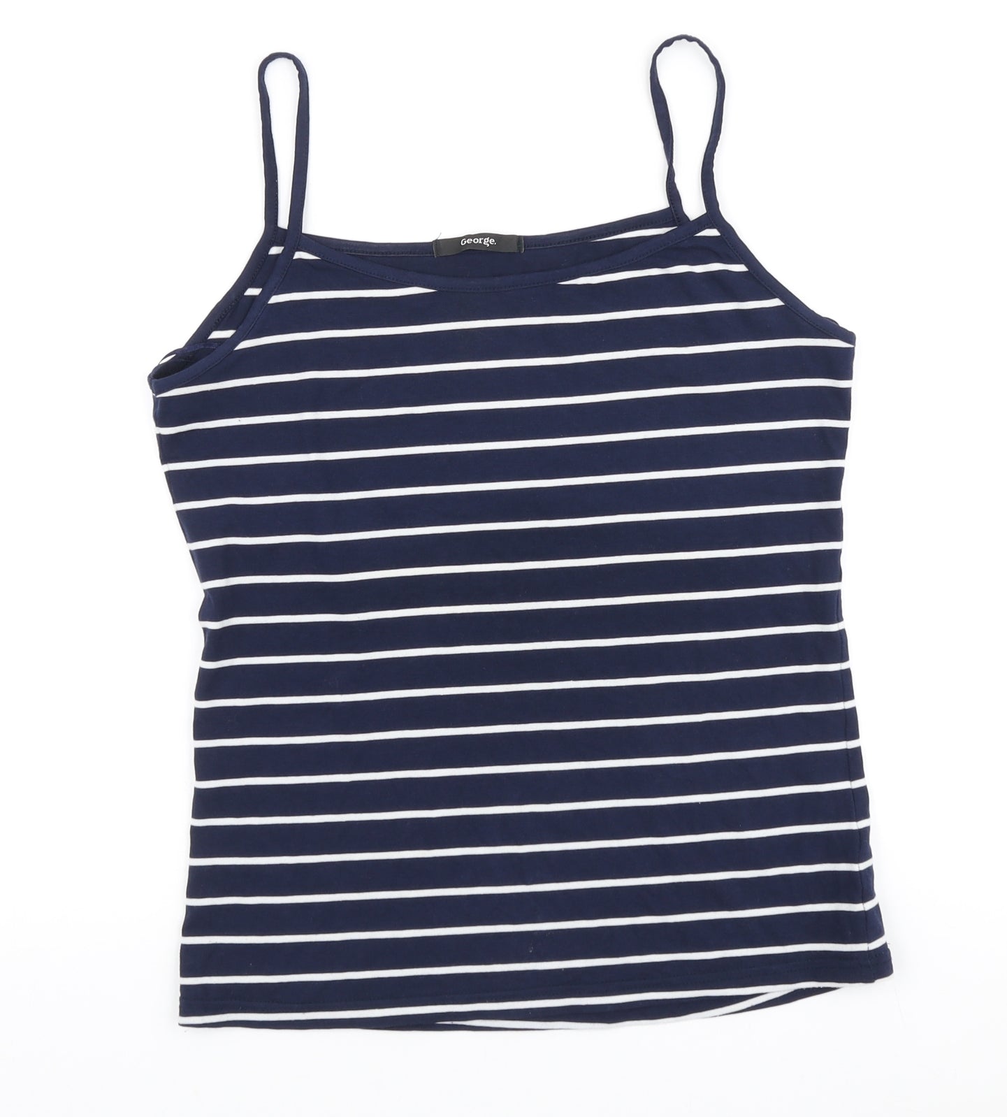 George Womens Blue Striped Cotton Camisole Tank Size 12 Scoop Neck