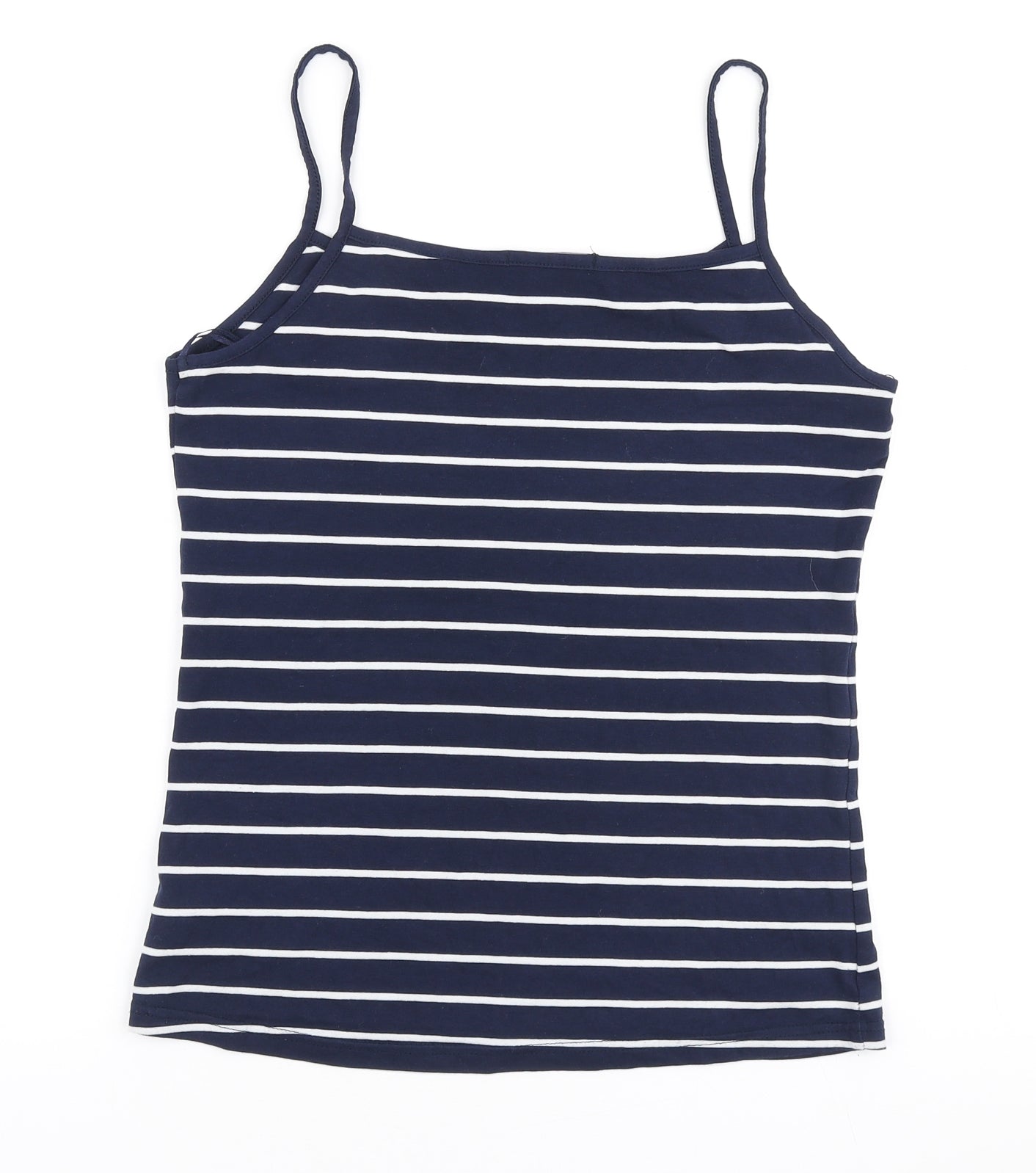 George Womens Blue Striped Cotton Camisole Tank Size 12 Scoop Neck