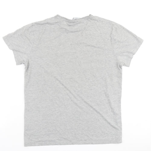 Primark Mens Grey Cotton T-Shirt Size L Round Neck - Jurassic Park