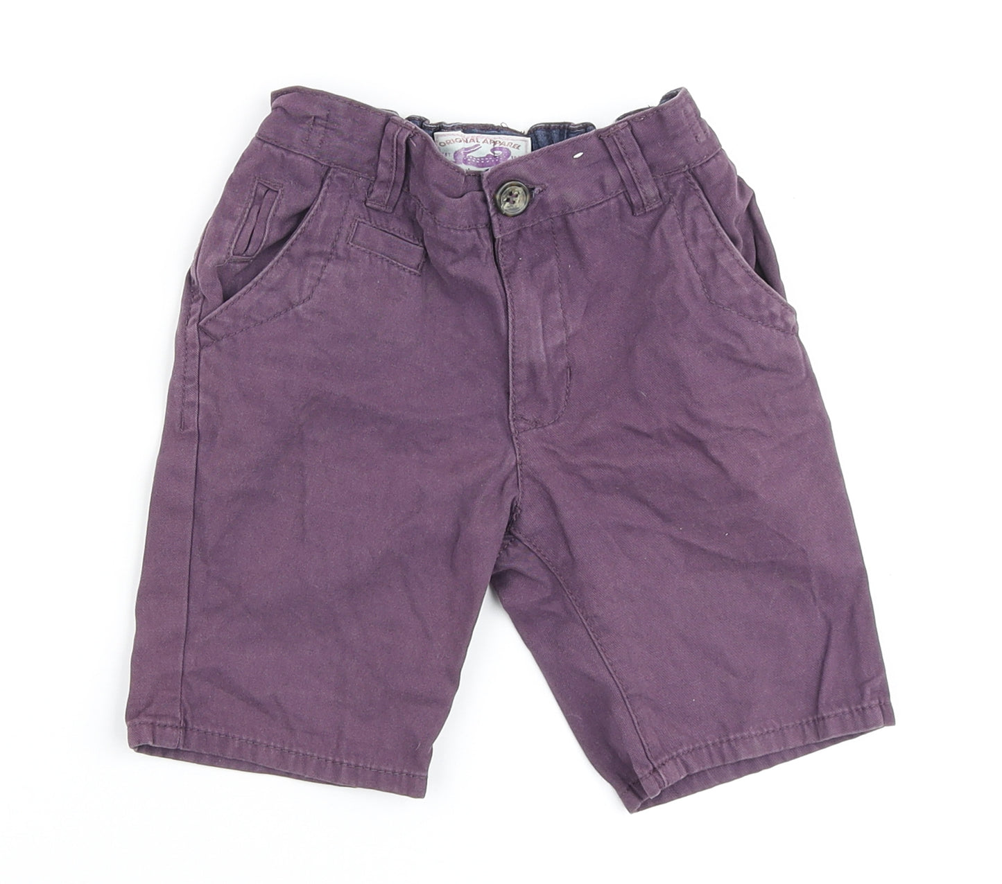 TU Boys Purple Cotton Chino Shorts Size 4 Years Regular Zip