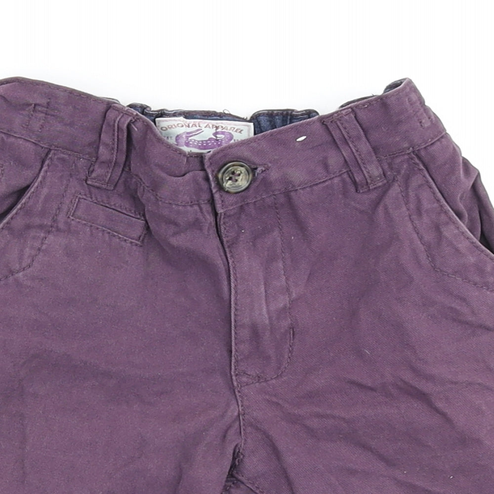 TU Boys Purple Cotton Chino Shorts Size 4 Years Regular Zip