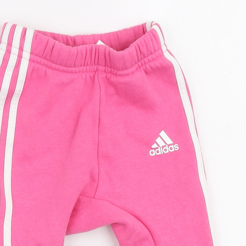 adidas Girls Pink Polyester Sweatpants Trousers Size 3-6 Months