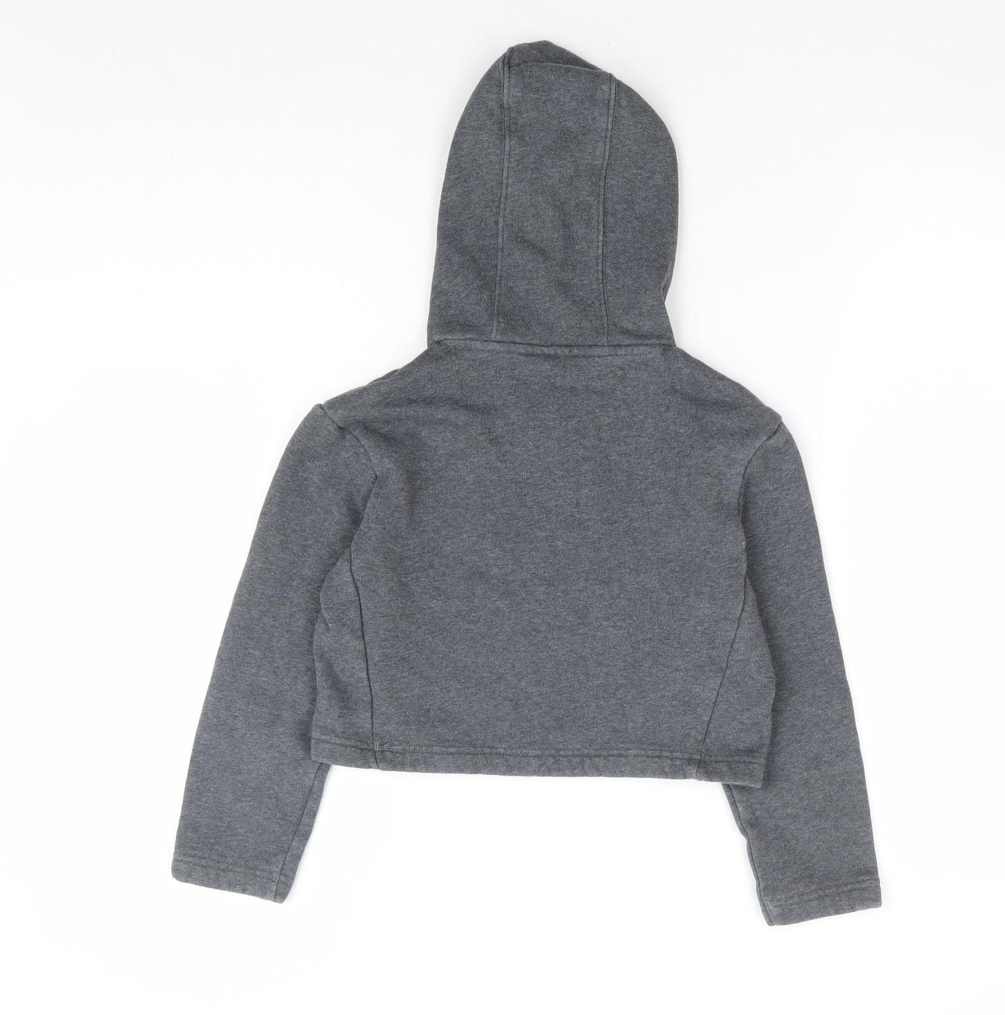 adidas Girls Grey Cotton Pullover Hoodie Size 7-8 Years Pullover - Cropped
