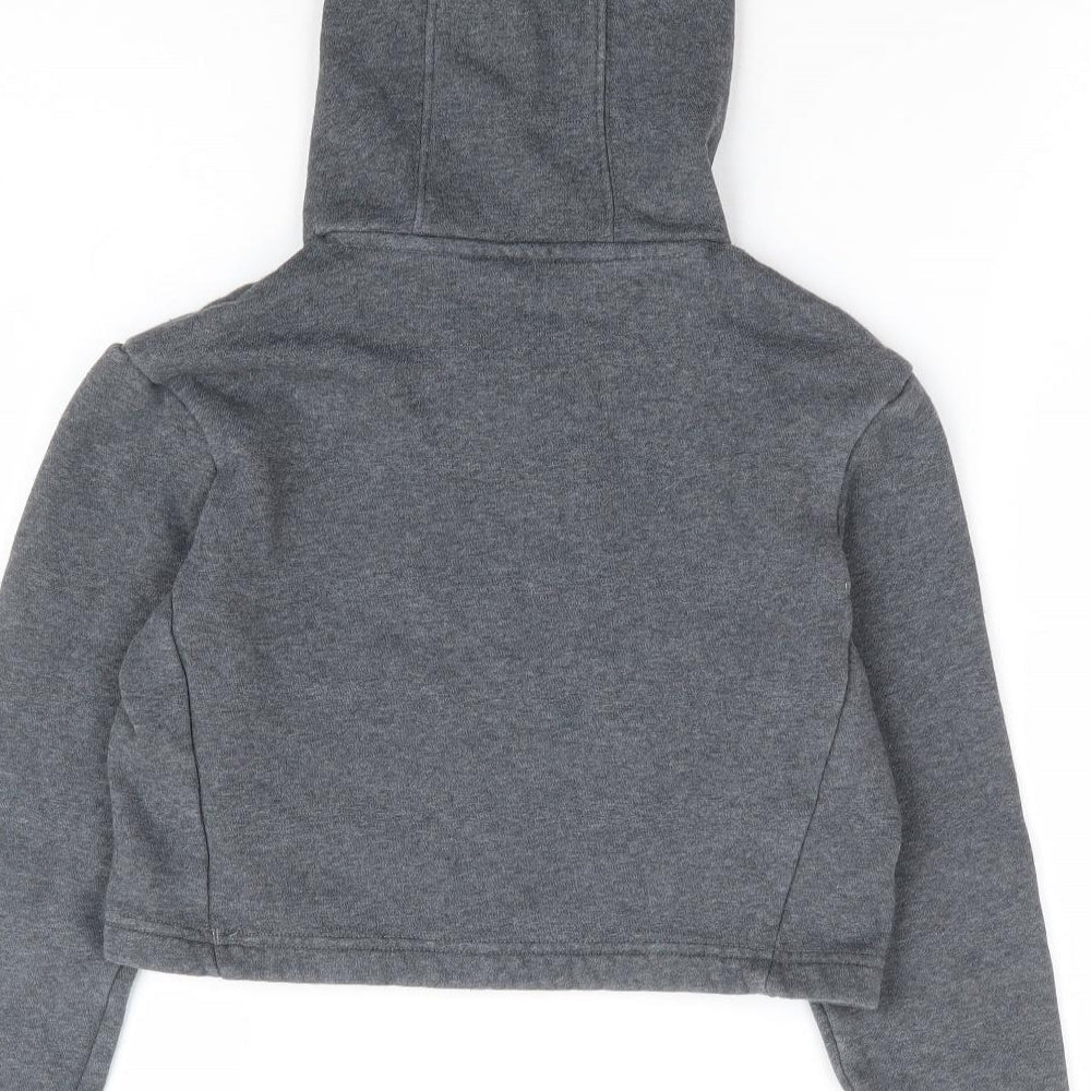 adidas Girls Grey Cotton Pullover Hoodie Size 7-8 Years Pullover - Cropped
