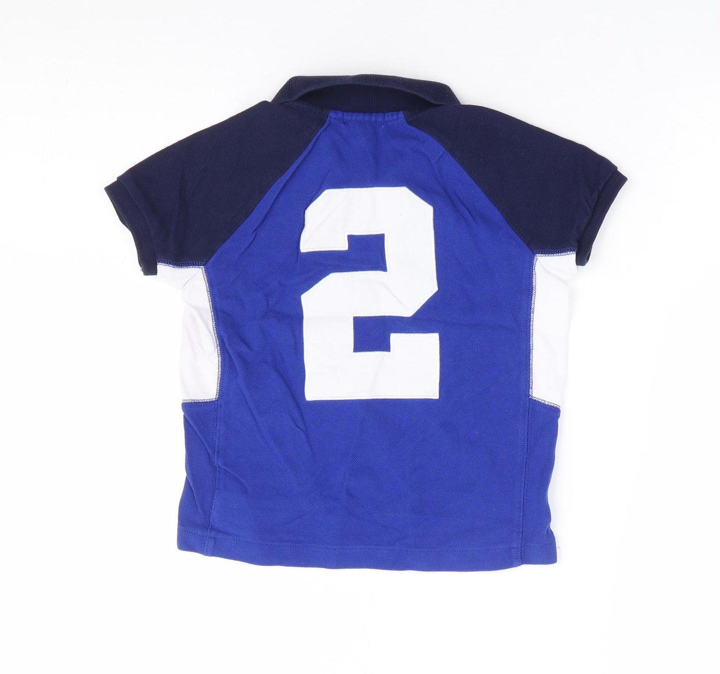 Polo Ralph Lauren Boys Blue 100% Cotton Jersey Polo Size 4 Years Collared Button