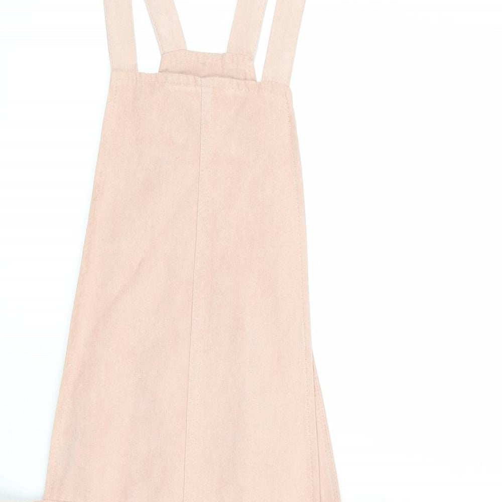 Primark Womens Pink Polyester Pinafore/Dungaree Dress Size 6 Scoop Neck Zip
