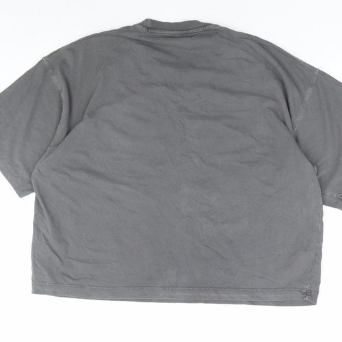 Topshop Womens Grey 100% Cotton Cropped T-Shirt Size S Round Neck - Valley City Dreams